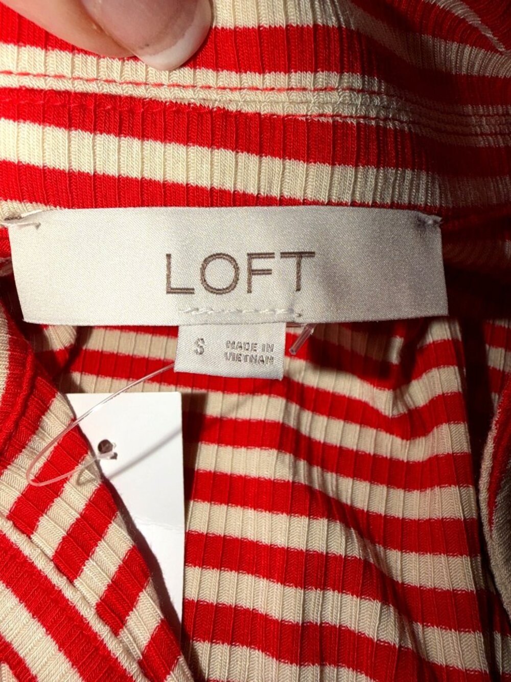 NWT LOFT Red White Striped Nautical Collar Long Sleeve Henley Casual Women Top S - Picture 7 of 9